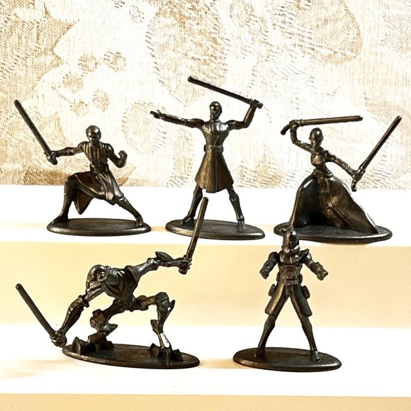Star Wars LFL Pewter Figure Game Pieces Clone Wars 2008 LOT of 5 - Picture 1 of 7